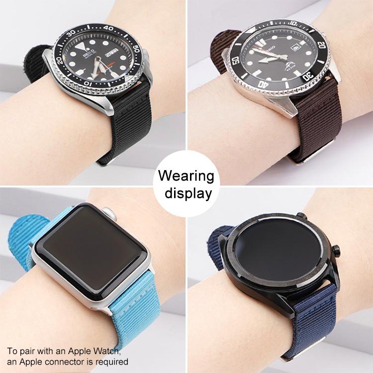 24mm Stainless Steel Pin Buckle Solid Color Nylon Canvas Watch Band(Grey) - Mega Discount Store LebanonLebanon