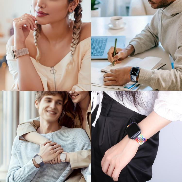 For Apple Watch Series 45mm Ladder Buckle Loop Nylon Watch Band with Film Frosted PC Cover(Army Green) - Mega Discount Store LebanonLebanon