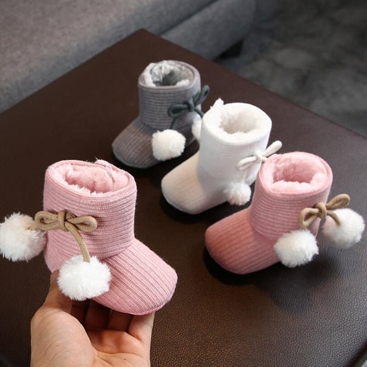 Winter Baby 0 - 1 Year Old Newborn Soft Bottom Plus Velvet Toddler Shoes, Size:Inner Length 12cm(White) - Mega Discount Store LebanonLebanon