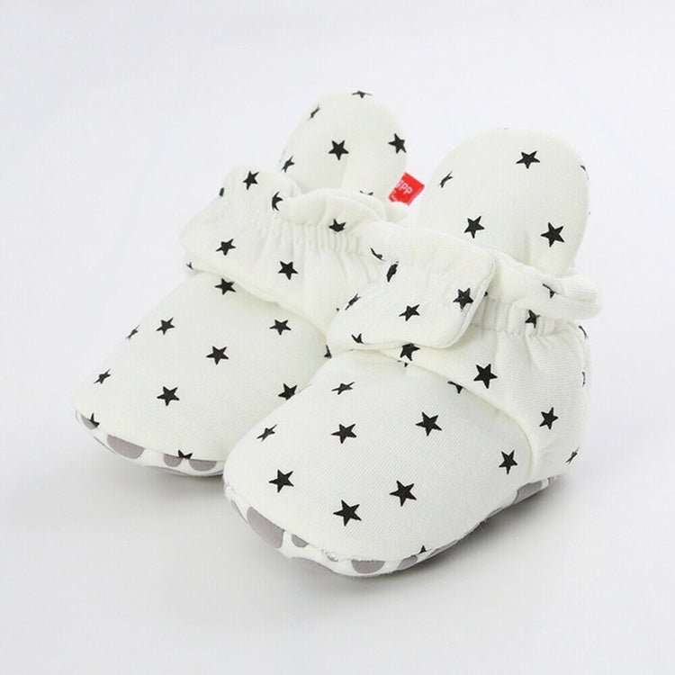 0 - 1 Year Old Spring and Autumn Knitted Baby Shoes Warm Toddler Cotton Shoes, Size:Inner Length 11cm(White Stars) - Mega Discount Store LebanonLebanon
