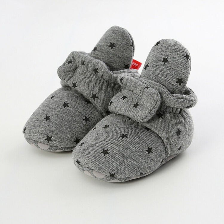 0 - 1 Year Old Spring and Autumn Knitted Baby Shoes Warm Toddler Cotton Shoes, Size:Inner Length 13cm(Gray Stars) - Mega Discount Store LebanonLebanon
