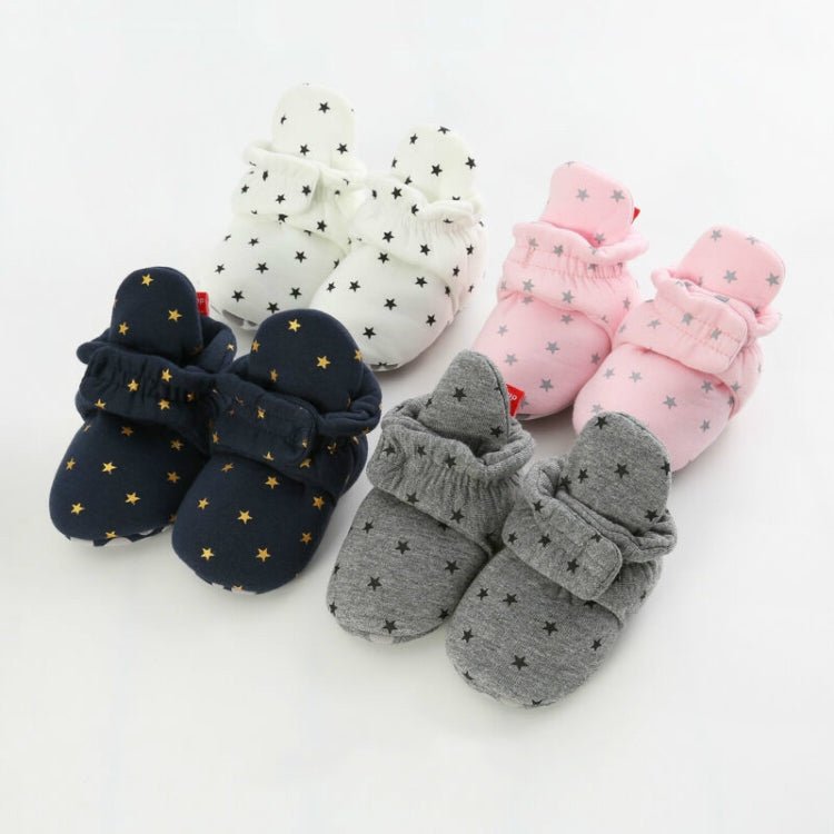 0 - 1 Year Old Spring and Autumn Knitted Baby Shoes Warm Toddler Cotton Shoes, Size:Inner Length 13cm(Gray Stars) - Mega Discount Store LebanonLebanon