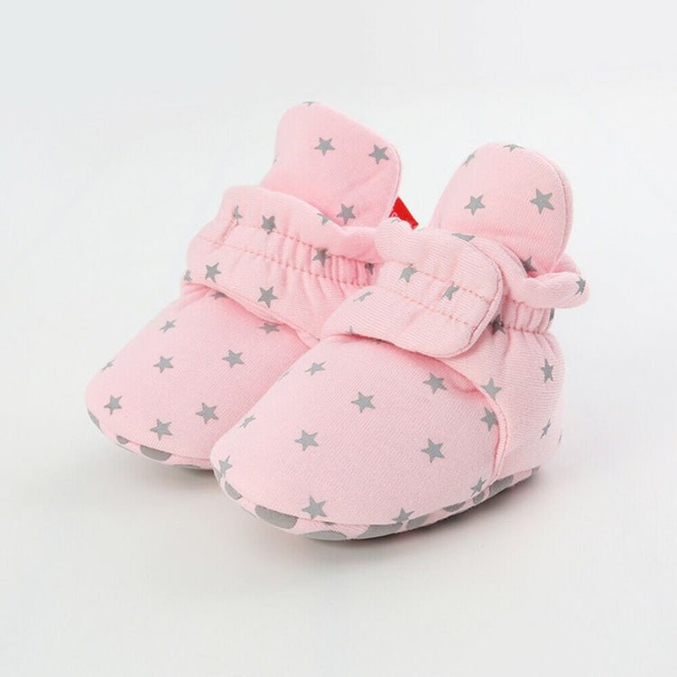 0 - 1 Year Old Spring and Autumn Knitted Baby Shoes Warm Toddler Cotton Shoes, Size:Inner Length 13cm(Pink Stars) - Mega Discount Store LebanonLebanon