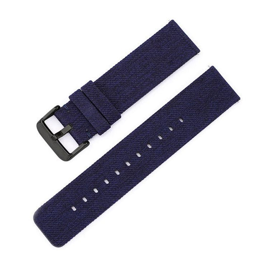 12mm Stainless Steel Pin Buckle Nylon Woven Canvas Watch Band(Dark Blue Black) - Mega Discount Store LebanonLebanon