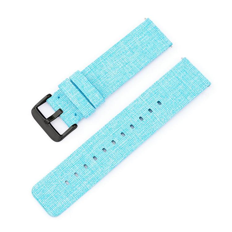 14mm Stainless Steel Pin Buckle Nylon Woven Canvas Watch Band(Light Blue Black) - Mega Discount Store LebanonLebanon