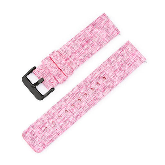 14mm Stainless Steel Pin Buckle Nylon Woven Canvas Watch Band(Pink Black) - Mega Discount Store LebanonLebanon