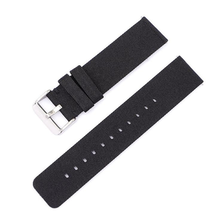 16mm Stainless Steel Pin Buckle Nylon Woven Canvas Watch Band(Black Silver) - Mega Discount Store LebanonLebanon