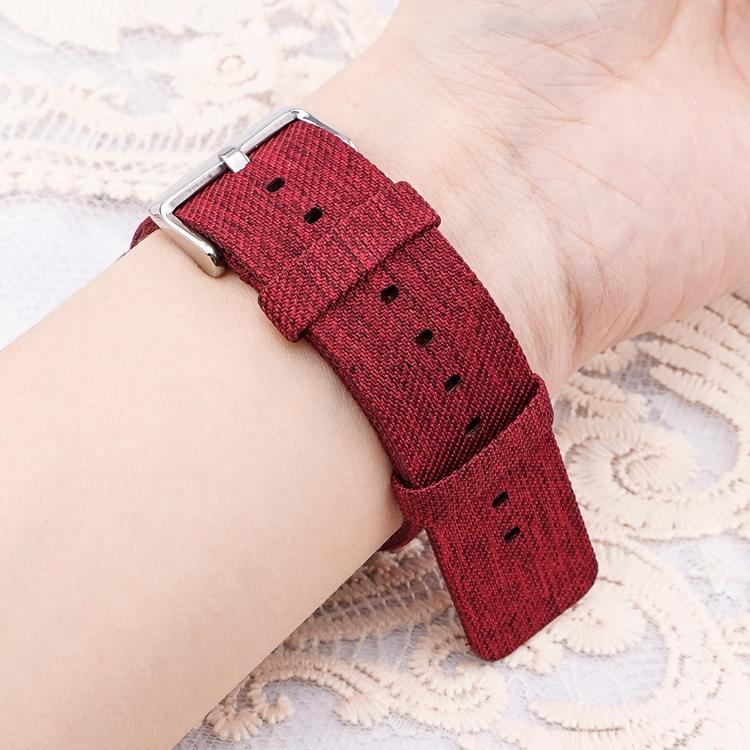 16mm Stainless Steel Pin Buckle Nylon Woven Canvas Watch Band(Red Silver) - Mega Discount Store LebanonLebanon