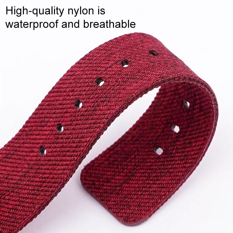 16mm Stainless Steel Pin Buckle Nylon Woven Canvas Watch Band(Red Silver) - Mega Discount Store LebanonLebanon
