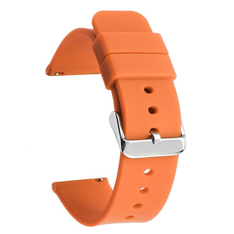 16mm Stainless Steel Silver Pin Buckle Solid Color Silicone Waterproof Watch Band(Orange) - Mega Discount Store LebanonLebanon