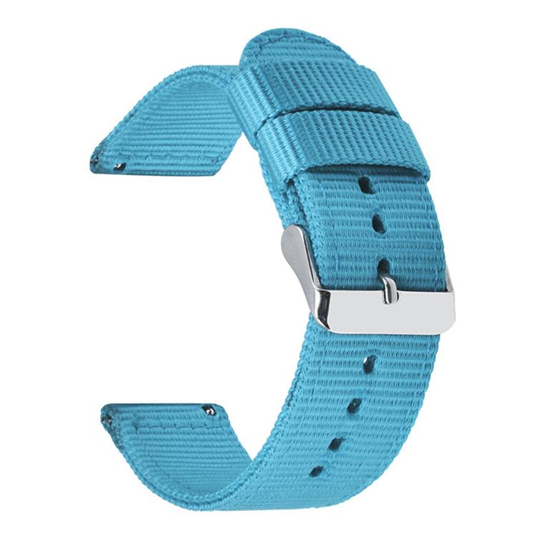 18mm Stainless Steel Pin Buckle Solid Color Nylon Canvas Watch Band(Light Blue) - Mega Discount Store LebanonLebanon