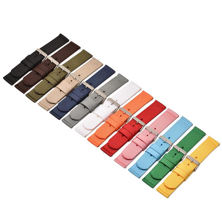 18mm Stainless Steel Pin Buckle Solid Color Nylon Canvas Watch Band(Light Blue) - Mega Discount Store LebanonLebanon