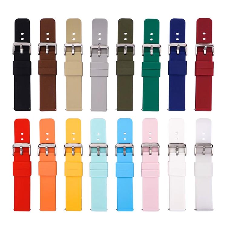 18mm Stainless Steel Silver Pin Buckle Solid Color Silicone Waterproof Watch Band(Red) - Mega Discount Store LebanonLebanon