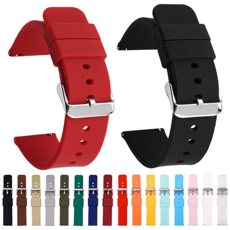 18mm Stainless Steel Silver Pin Buckle Solid Color Silicone Waterproof Watch Band(White) - Mega Discount Store LebanonLebanon