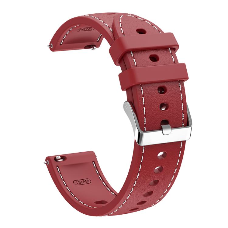 18mm Stitched Silicone Watch Band(Wine Red) - Mega Discount Store LebanonLebanon
