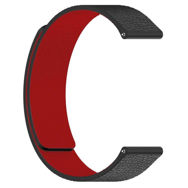 18mm xDfind Flat Head Litchi Texture Magnetic Silicone Watch Band(Black Red) - Mega Discount Store LebanonLebanon