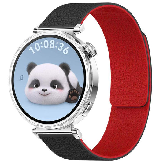 18mm xDfind Flat Head Litchi Texture Magnetic Silicone Watch Band(Black Red) - Mega Discount Store LebanonLebanon