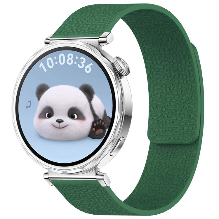 18mm xDfind Flat Head Litchi Texture Magnetic Silicone Watch Band(Dark Green) - Mega Discount Store LebanonLebanon