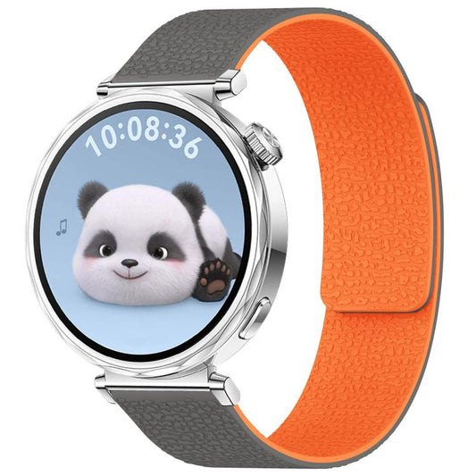 18mm xDfind Flat Head Litchi Texture Magnetic Silicone Watch Band(Grey Orange) - Mega Discount Store LebanonLebanon