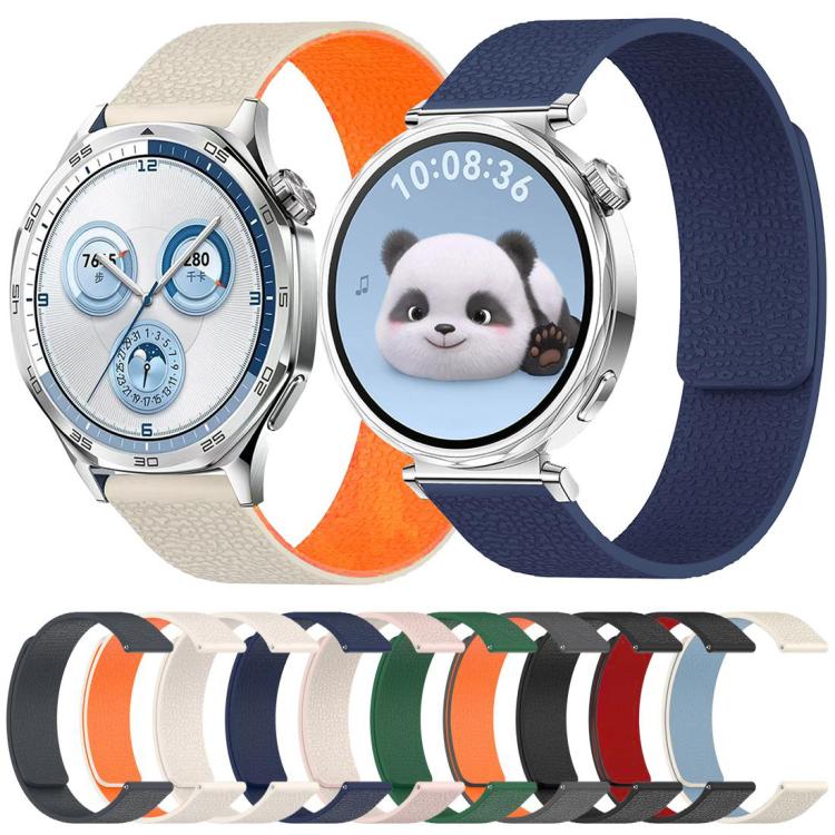 18mm xDfind Flat Head Litchi Texture Magnetic Silicone Watch Band(Grey Orange) - Mega Discount Store LebanonLebanon