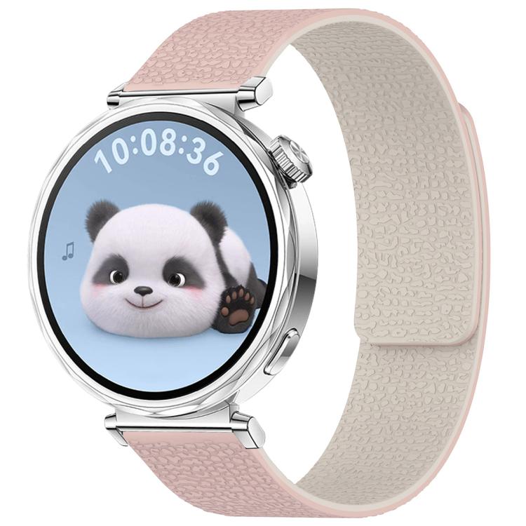 18mm xDfind Flat Head Litchi Texture Magnetic Silicone Watch Band(Pink Sstarlight) - Mega Discount Store LebanonLebanon