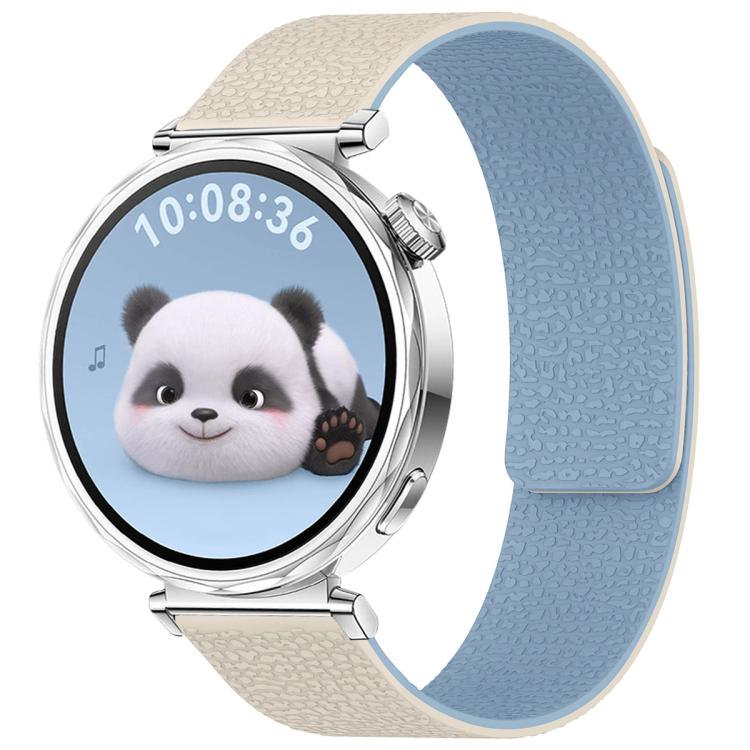 18mm xDfind Flat Head Litchi Texture Magnetic Silicone Watch Band(White Blue) - Mega Discount Store LebanonLebanon