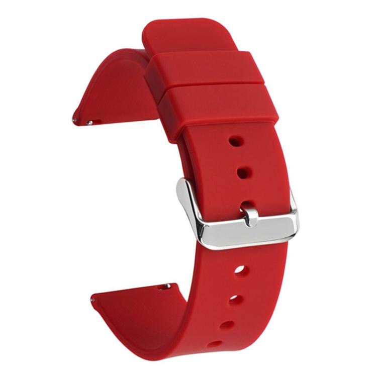 19mm Stainless Steel Silver Pin Buckle Solid Color Silicone Waterproof Watch Band(Dark Red) - Mega Discount Store LebanonLebanon