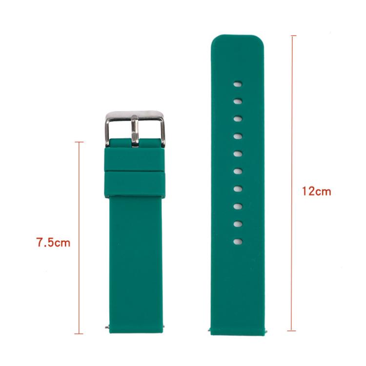 21mm Stainless Steel Silver Pin Buckle Solid Color Silicone Waterproof Watch Band(Dark Green) - Mega Discount Store LebanonLebanon