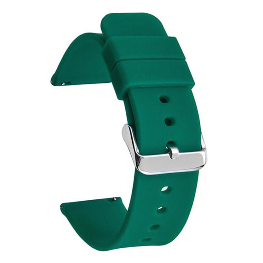 21mm Stainless Steel Silver Pin Buckle Solid Color Silicone Waterproof Watch Band(Dark Green) - Mega Discount Store LebanonLebanon