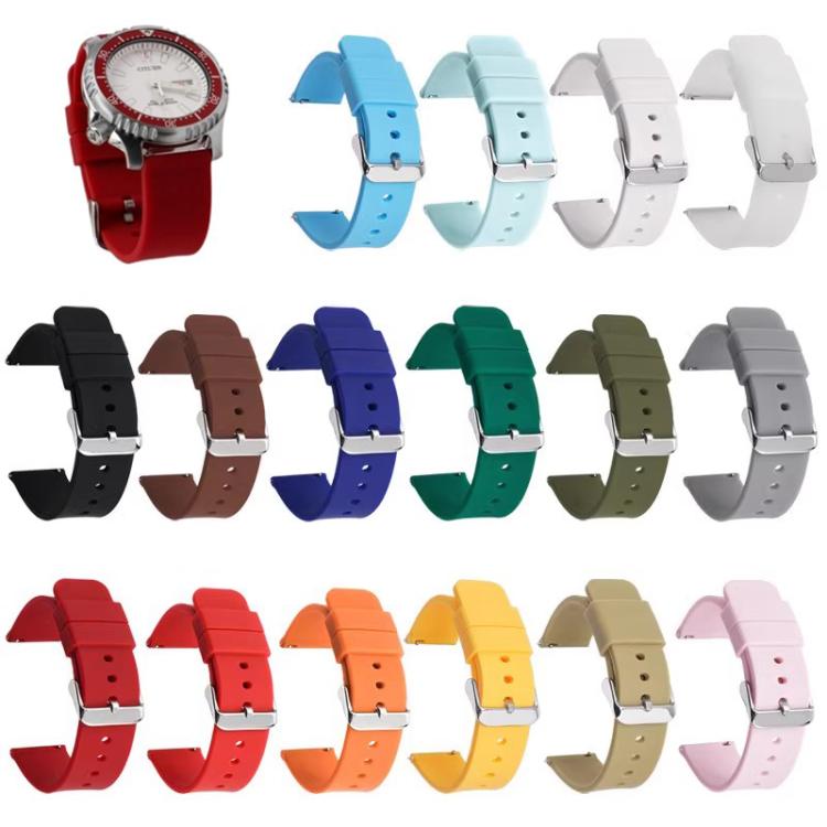 21mm Stainless Steel Silver Pin Buckle Solid Color Silicone Waterproof Watch Band(Translucent) - Mega Discount Store LebanonLebanon