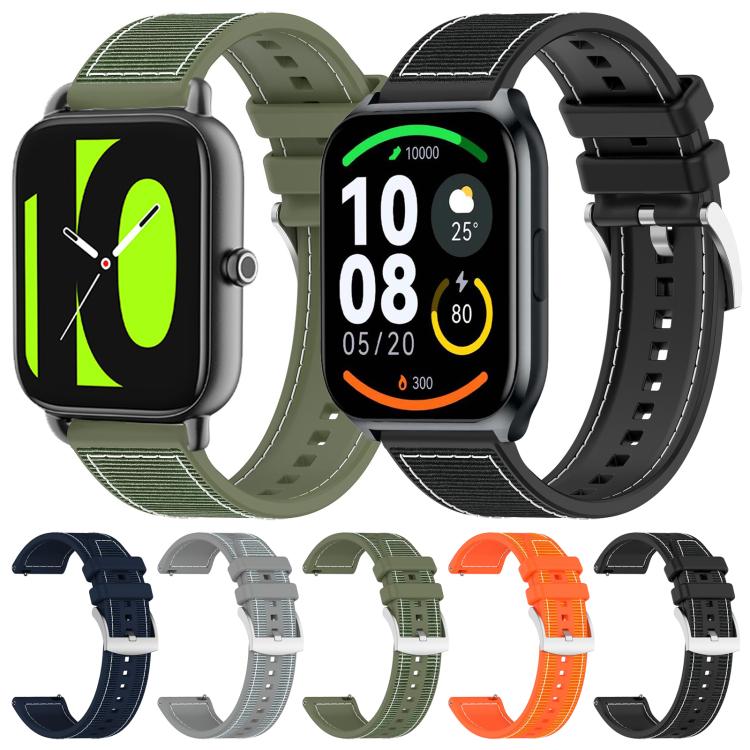 22mm For Xiaomi Haylou?Watch S001 / LS02 Pro xDfind Hybrid Nylon Braid Silicone Watch Band(Green) - Mega Discount Store LebanonLebanon