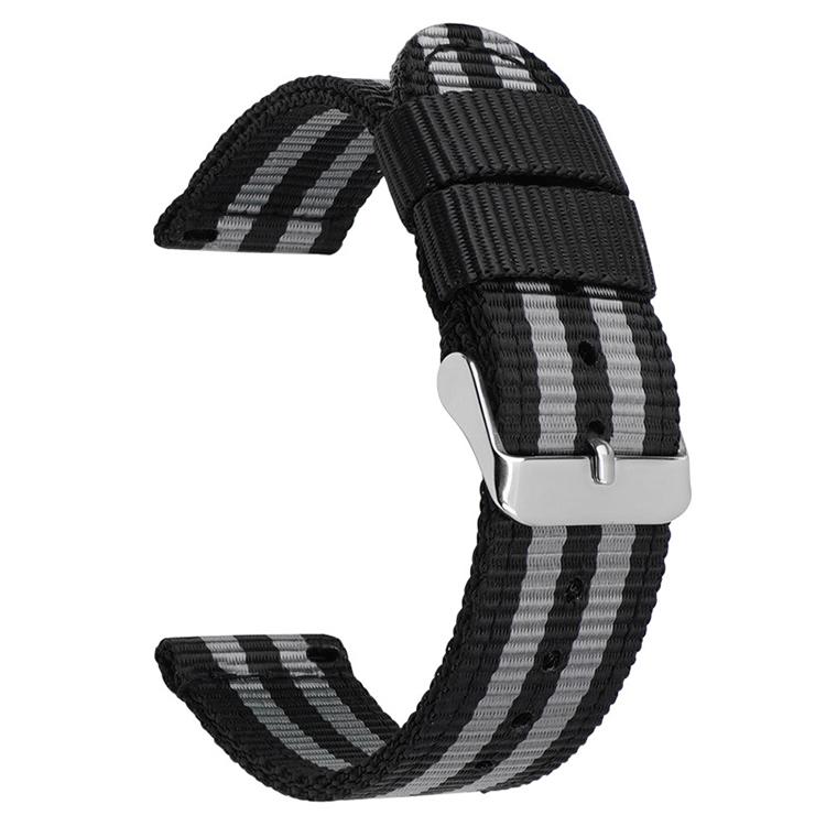 24mm Stainless Steel Pin Buckle Solid Color Nylon Canvas Watch Band(Black Grey) - Mega Discount Store LebanonLebanon
