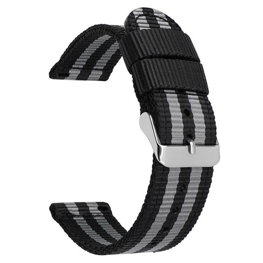 24mm Stainless Steel Pin Buckle Solid Color Nylon Canvas Watch Band(Black Grey) - Mega Discount Store LebanonLebanon