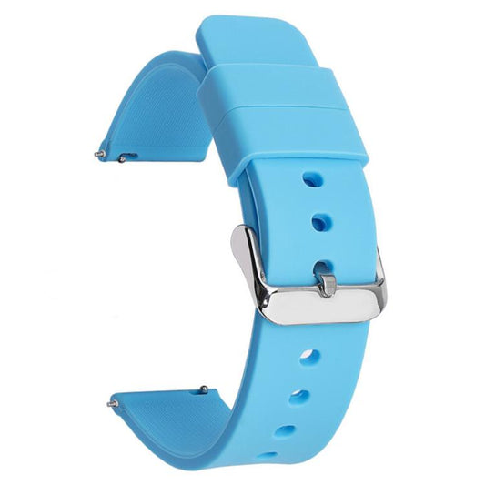 24mm Stainless Steel Silver Pin Buckle Solid Color Silicone Waterproof Watch Band(Light Blue) - Mega Discount Store LebanonLebanon