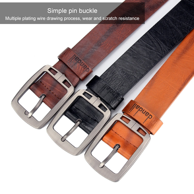 BEI WRH Dandali XX827 Men Retro Pin Buckle Leather Belt Waistband, Length: 125cm (Coffee)
