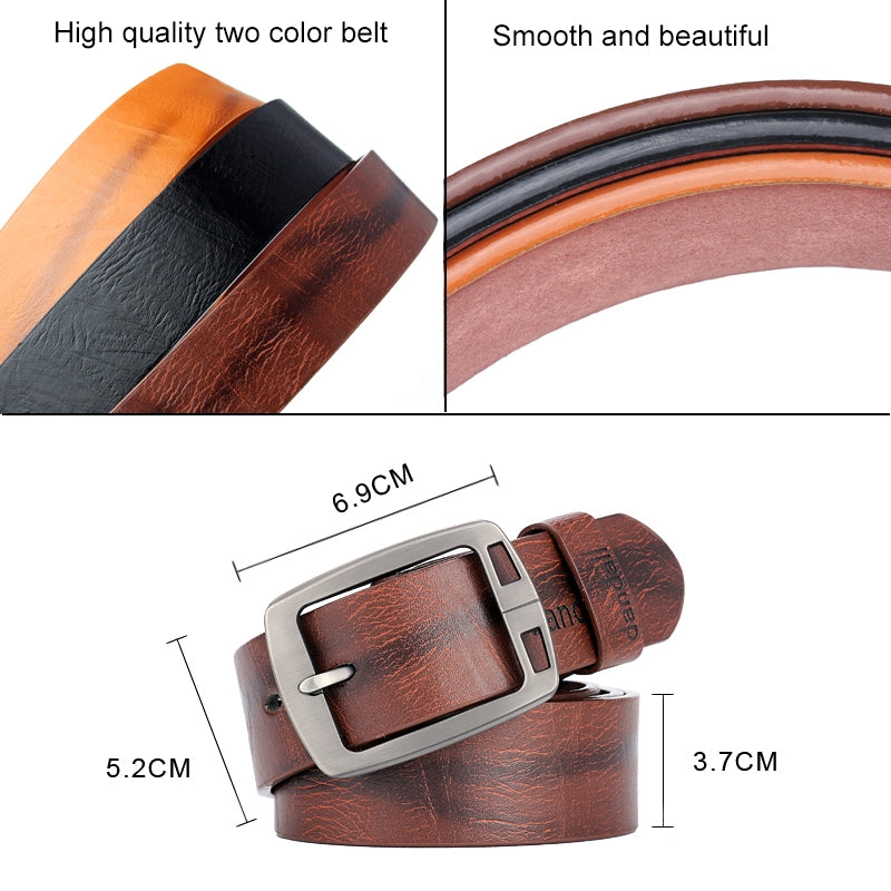 BEI WRH Dandali XX827 Men Retro Pin Buckle Leather Belt Waistband, Length: 125cm (Coffee)