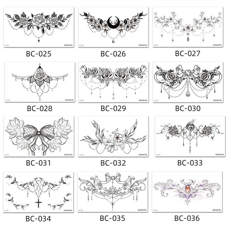 BWI WRH10 PCS Waterproof Tattoo Sticker Clavicle Chest Scar Covering Sticker