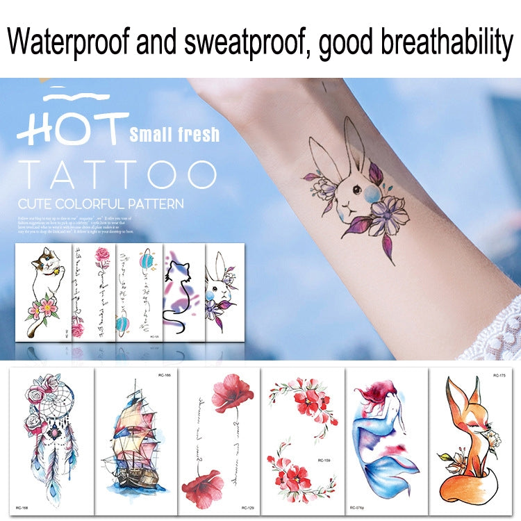 BEI WRH  100 PCS Small Fresh Waterproof Temporary Back Tattoo Stickers