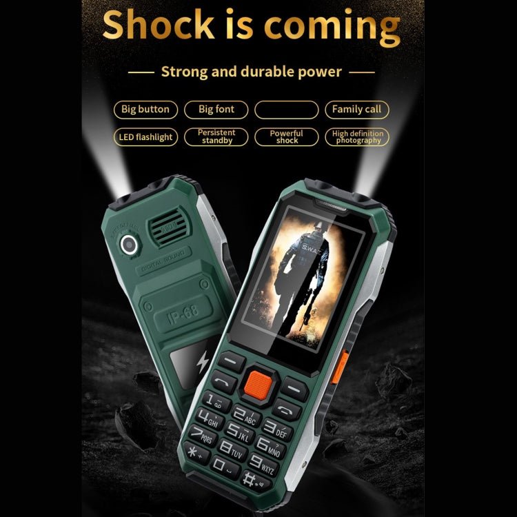 A6 4G Full Network Triple Proofing Elder Phone, Waterproof Shockproof Dustproof, 6800mAh Battery, 2.4 inch, 21 Keys, LED Flashlight, FM, SOS, Dual SIM, Network: 4G(Black) - Mega Discount Store LebanonLebanon
