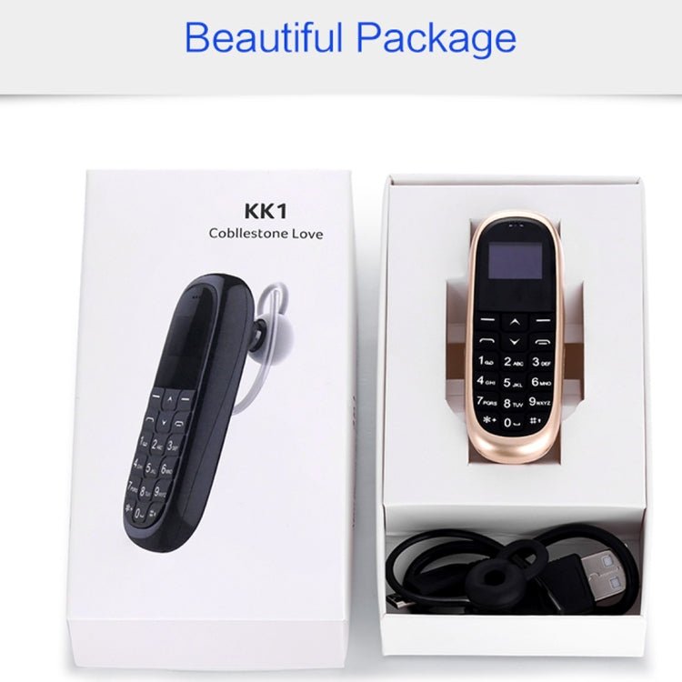AIEK KK1 Mini Mobile Phone, English Keyboard, Hands Free Bluetooth Dialer Headphone, MTK6261DA, Anti - Lost, Single SIM, Network: 2G(Black) - Mega Discount Store LebanonLebanon