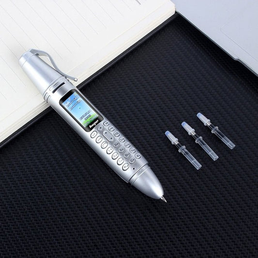 AK007 Mobile Phone, Multifunctional Remote Noise Reduction Back - clip Recording Pen with 0.96 inch Color Screen, Dual SIM Dual Standby, Support Bluetooth, GSM, LED Light, Handwriting (Silver) - Mega Discount Store LebanonLebanon