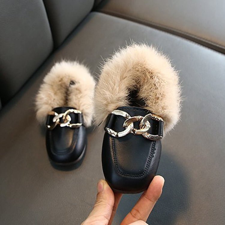 Autumn And Winter Plush Shoes Peas Shoes For Children, Size: 24 Yards 15cm(Black) - Mega Discount Store LebanonLebanon