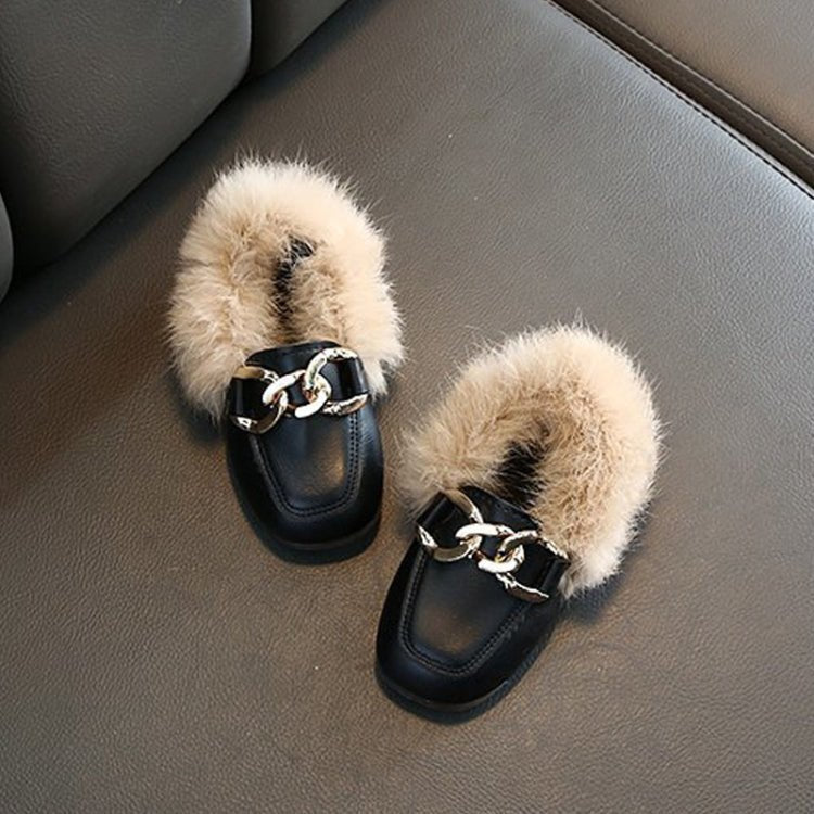 Autumn And Winter Plush Shoes Peas Shoes For Children, Size: 24 Yards 15cm(Black) - Mega Discount Store LebanonLebanon