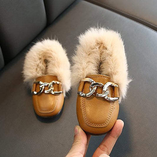 Autumn And Winter Plush Shoes Peas Shoes For Children, Size: 34 Yards 20.4cm(Yellow) - Mega Discount Store LebanonLebanon