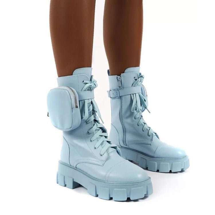 Autumn and Winter Retro Thick - soled Muffin Heel Martin Boots, Size: 35(Light Blue) - Mega Discount Store LebanonLebanon