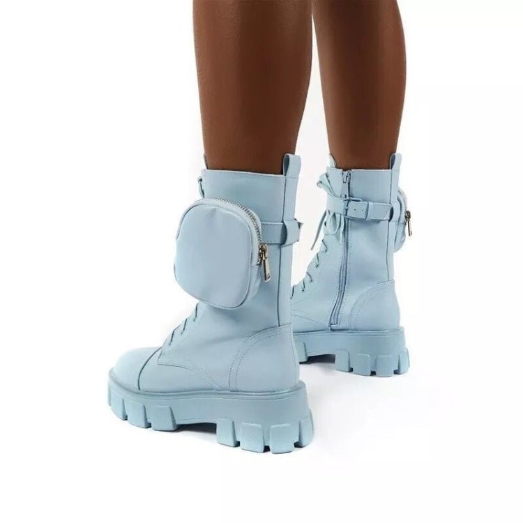 Autumn and Winter Retro Thick - soled Muffin Heel Martin Boots, Size: 35(Light Blue) - Mega Discount Store LebanonLebanon