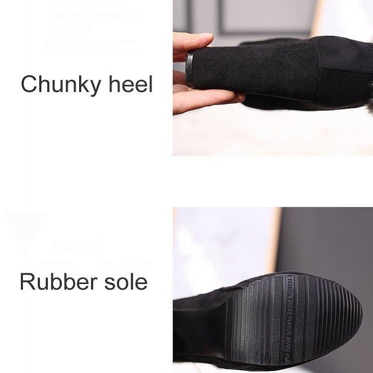 Autumn And Winter Thick High Heeled Padded Warm Suede Round Toe Boots, Size: 34(Blue) - Mega Discount Store LebanonLebanon