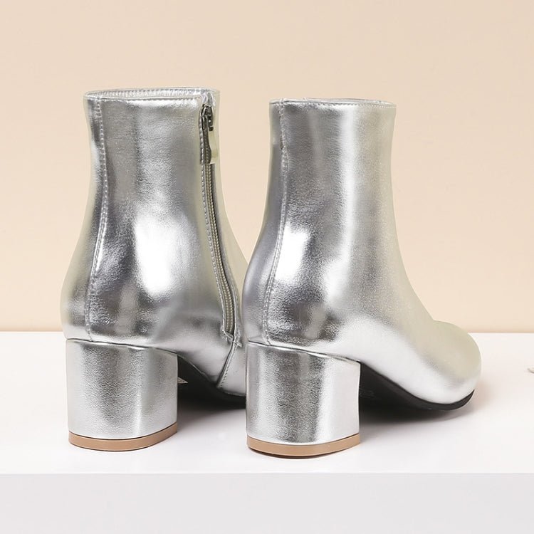 Autumn Winter Glitter Square Heel Pointed Low - Top Women Boots, Size:34(Black) - Mega Discount Store LebanonLebanon