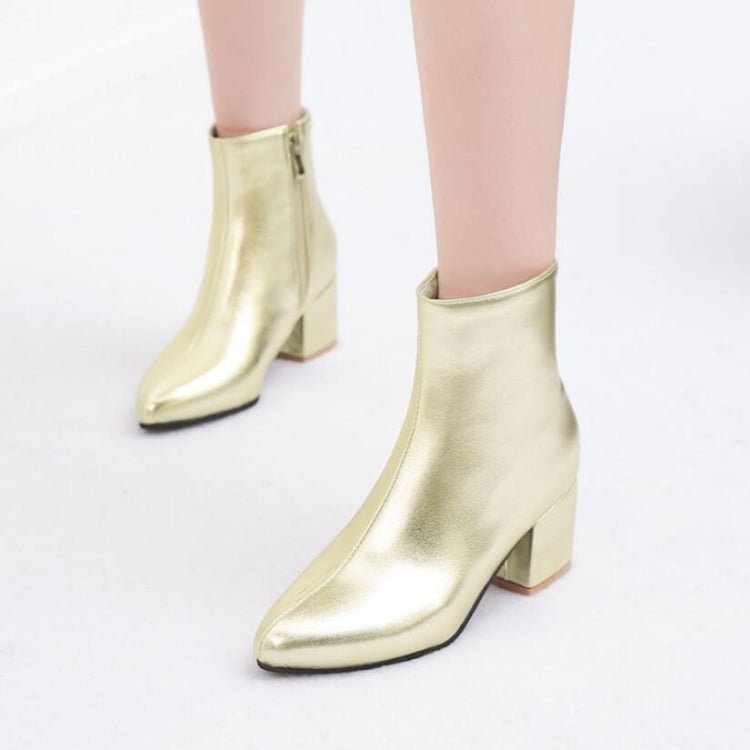 Autumn Winter Glitter Square Heel Pointed Low - Top Women Boots, Size:34(Gold) - Mega Discount Store LebanonLebanon
