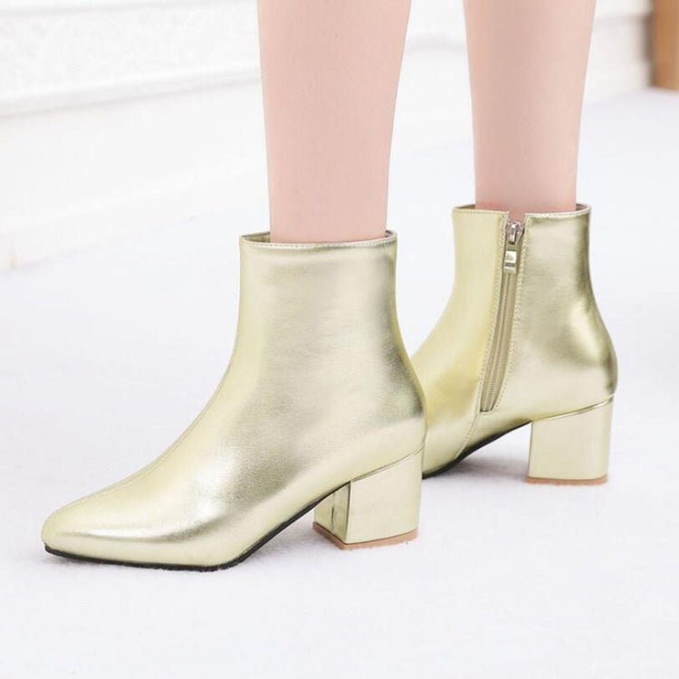 Autumn Winter Glitter Square Heel Pointed Low - Top Women Boots, Size:34(Gold) - Mega Discount Store LebanonLebanon